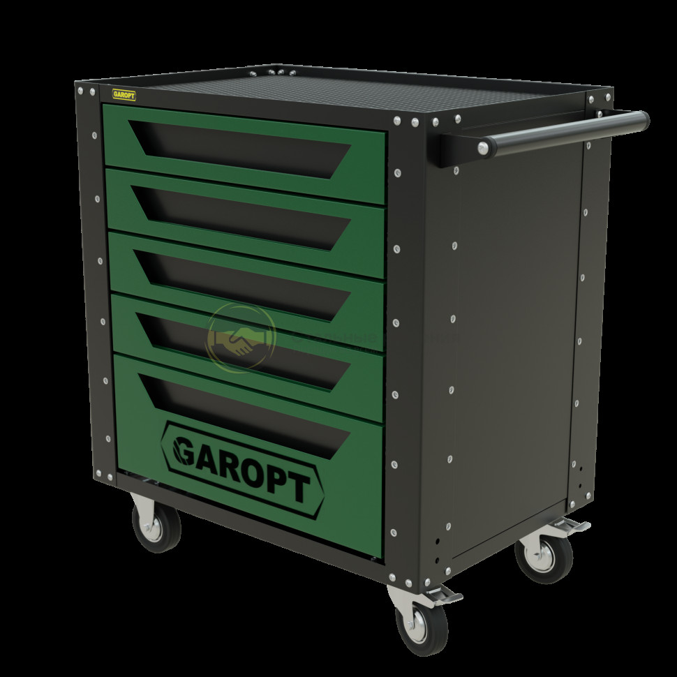 Тележка инструментальная Garopt серия Low-cost 5 ящиков зеленая